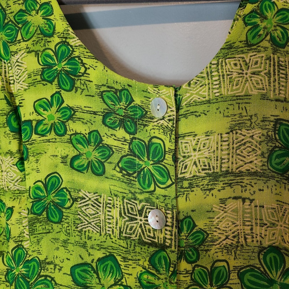 Vtg JBS Maxi Shirt Resort Dress Green Granola Sz L Boho Cottage Fairy 90s - Picture 3 of 10